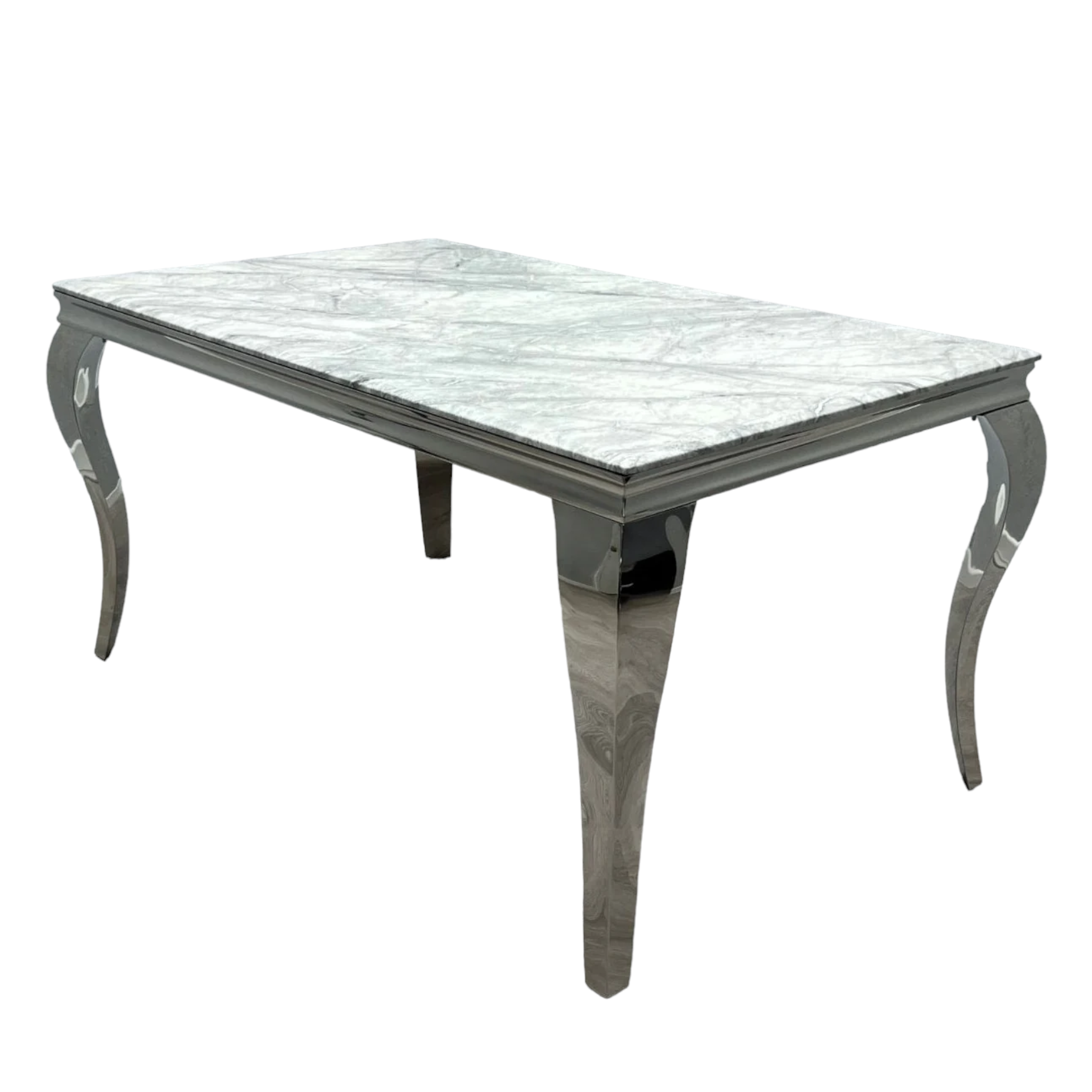 Louis Grey Marble Dining Table 150cm+180cm+200cm + Sandhurst Button Back Plush Mink Velvet Dining Chairs
